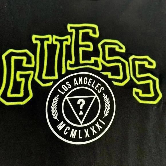 GUESS Los Angeles Women’s Short Sleeve T-Shirt Sz LARGE Black w/Green Logo NWOT - Picture 6 of 7